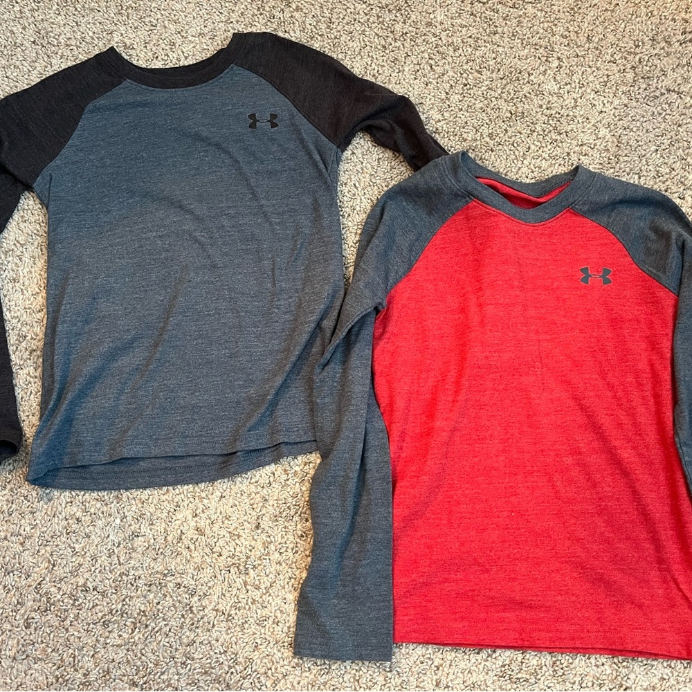 Under Armour Boys' Long Sleeve Raglan Tees - Red and Gray